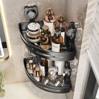 吸盤三角浴室置物架壁掛轉角收納架：免釘鑽、防水、多功能, 1個, 貼片款加厚加大【一個裝】,浴室/廚房（免打孔）置物角架