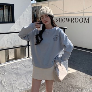 CUTNSEW 71433 可愛狗狗印花寬版大學T 秋冬柔軟棉質休閒上衣