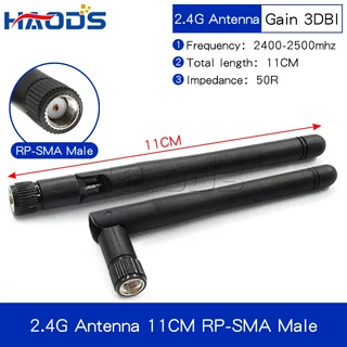 2PCS 2.4G 안테나 접이식 접착제 스틱 3DBI WLAN 라우터 Wifi 모듈 신호 향상 2400-2500mhz SMA 남성 커넥, 15 2.4G 11CM RPSMA Male