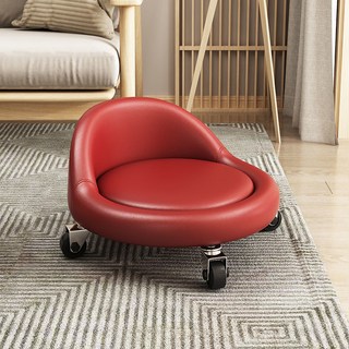 滑輪小凳子 傢用美縫椅 萬向輪矮凳 帶輪擦地移動小板凳 學步神器圓凳, 1個, 陞級款紅帽子靠背鐵輪（4輪）, 陞級款紅帽子靠背鐵輪（4輪）