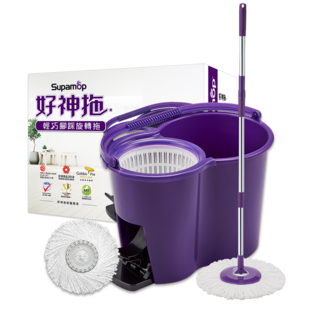 好神拖 輕巧腳踩旋轉拖把組(1拖1桶2布) - 地板清潔神器，輕鬆告別髒污, 1個