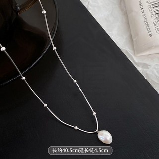 韓系簡約風珍珠項鍊 小衆氣質高級淡水珍珠鎖骨項鍊 純銀時尚項鍊