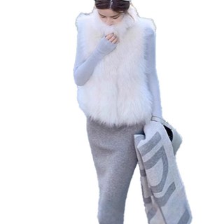 여성용 퍼 베스트 겨울 페이크털 나시 아우터 슬림 조끼 Women's Vest