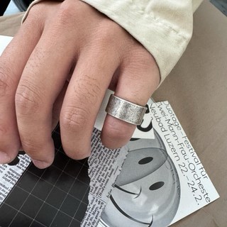 復古仿舊鈦鋼寬厚戒指 男士不掉色防水鋼戒