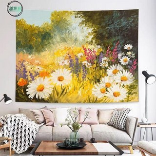 墟里居 大尺寸掛布 梵高星空油畫 臥室背景牆裝飾 沙發背遮擋掛毯, 油畫-Q5,2米寬x1.5米高送6米燈+安裝包