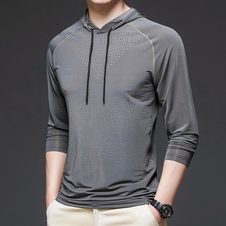 男款連帽長袖排汗衫 吸濕排汗運動上衣 深灰色 M碼