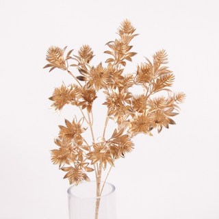 仿真植物 永生花 仿真銀杏葉尤加利 滿天星 鳳尾 龜背葉 花材 金色假花 仿真花 婚禮禮堂布置 家居裝飾, 金松果, 1個