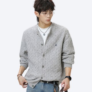 바르가 라운드 니트 가디건 남성 케이블 클래식 베이직 겨울 데일리 아우터