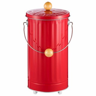 日本 OBAKETSU 不鏽鋼防臭多功能收納桶（附輪）12L 垃圾桶 收納桶 洗衣籃, 紅色