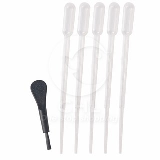 【CHL】塑膠滴管套組 3ml滴管5支 小刷子1支 巴氏吸管 有刻度 拋棄式 精油 保養品適用 實驗測試, 1個, 滴管*5 + 小刷子*1