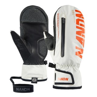 스키장갑 주머니 손목보호 스노우보드 벙어리 방수 꺾임 방지 장갑, M, 크림 화이트, 1개