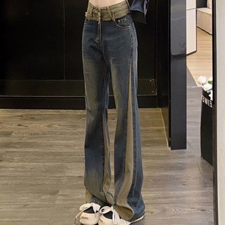 봄 가을 여성 부츠컷 청바지 캐주얼 하이웨이스트 세미 부츠컷 데님 팬츠 기질 슬림핏 나팔 팬츠 WXY