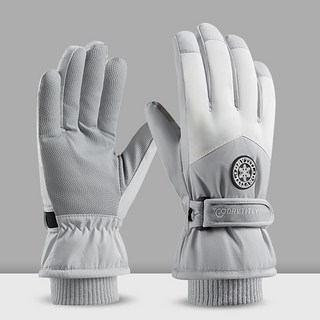 滑雪手套 機車手套 防寒保暖觸屏手套 防風防水摩托車騎車騎士手套 男女用, 【H165】灰色, 1個