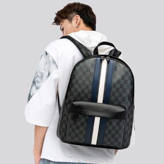 883商務休閒皮質電腦包時尚學生書包 雙肩包男潮流男士背包，大容量多隔層設計，舒適減壓