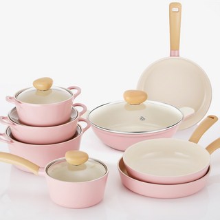 네오플램 레트로 8종 냄비+후라이팬 냄비세트, 핑크, 1세트, 8종세트