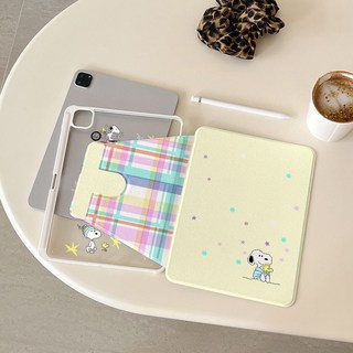 다이슝 스누피 옐로우 아이패드 케이스 2025 air7 회전식 pro2024 호환 펜슬수납형 10.9인치 태블릿 케이스, 1개