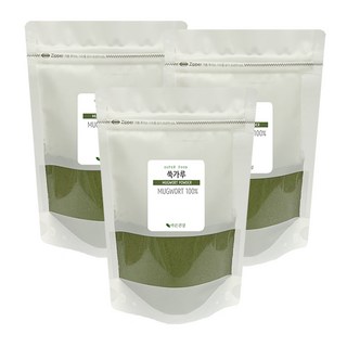 부드럽고 풍성한 맛의 국산 쑥가루 100% 쑥라떼 쑥차 파우더 지퍼백, 100g, 3개