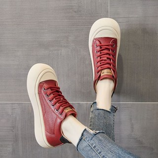 高幫小白鞋女厚底真皮板鞋2025秋冬新款韓版百搭學院風運動休閒鞋