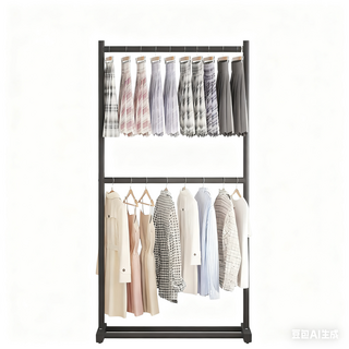 심플 2단 침실 가정용 스탠드 행거, 블랙