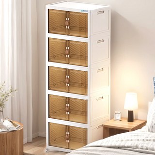 Homey Nest 대용량 리빙박스 가정용 다용도 이동식 폴딩 수납 정리함, 화이트, 5단