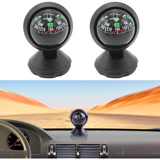 자동차 나침반 볼 하단 스틱이 있는 원형 대시 마운트 조절 가능한 내비게이션 하이킹 방향 안내 보트 트럭용 범용 액세서리2팩, 2 PACK