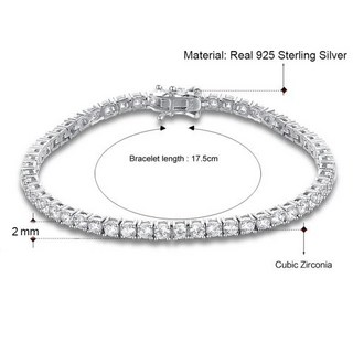 남자 모이사나이트 테니스 팔찌 다이아 랩 다이아몬드 순은 925 쥬얼리 지르코니아 기념일 리얼 스털링 실버 2mm