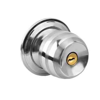 不鏽鋼喇叭鎖 60mm 球型喇叭鎖 門鎖喇叭鎖 旋轉鈕設計 房間鎖 浴室鎖 房門鎖 室內門鎖 球型鎖, 喇叭鎖 (60mm鑰匙款), 1個, 60mm鑰匙款