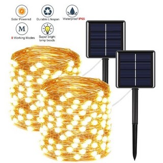 太陽能星點燈 戶外防水 200/300 LED 聖誕花園派對新年裝飾燈 藍色/綠色/三色, 1個