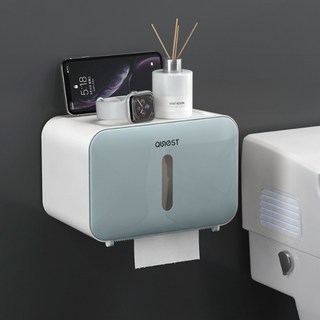 마벨인홈 무타공 벽걸이 두루마리 각티슈 휴지 케이스, 블루, 1개