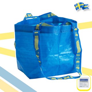 이케아 시그니처 소형 쇼핑 장바구니 가방 27x27cm 2가지 손잡이 어깨걸이 with alcohol swap, 1개, BLUE 블루