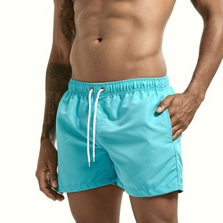 台灣發貨 13色爆款男士純色無內裏側口袋三分沙灘褲運動短褲直筒 男生運動健身海灘褲短褲