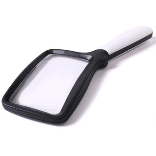 手持長方形LED放大鏡 3倍放大 帶LED燈 便攜式閱讀放大鏡, 白色把手/黑色框, 1個
