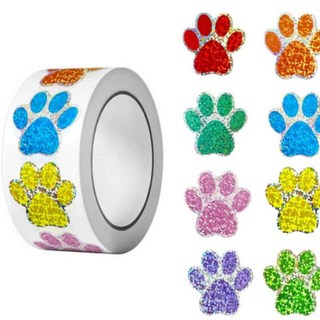 반짝이 펄 강아지 발자국 라벨 500매 꾸미기 다꾸 스티커, 상세페이지 참조