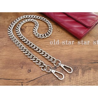 扭花鏈 延長鏈 包包鏈條 裝飾鏈, 1個, 11mm寬 銀色,32cm 搭1號勾扣+彈簧圈, 銀色