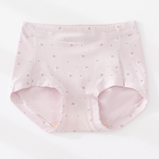 純棉印花高腰三角內褲 女士透氣舒適中腰內褲, 淺紫, XL