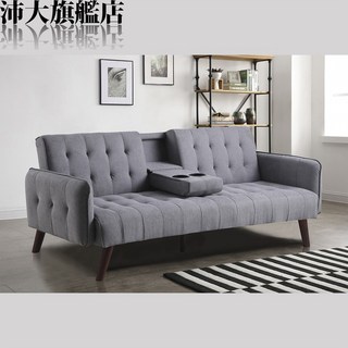 歐式布藝沙發床 布沙發 沙發床 布沙發床 雙人置杯架 三人沙發 懶人沙發 沙發床 摺疊沙發 【U57】 【沛大旗艦店】, 霧灰,南投