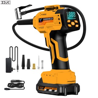 Z3JC 手持式電池可拆卸高壓充氣泵大功率預設胎壓無線打氣泵, 無線車充兩用   黑橙:如圖, 1個