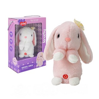 智能絨毛寵物跳舞兔 柔軟毛絨 錄音學說話 跳舞/唱歌模式, 1個, 白色