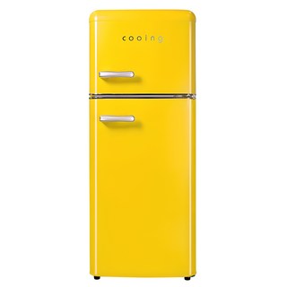 쿠잉전자 레트로 115L 2도어 냉장고 방문설치, REF-D121Y