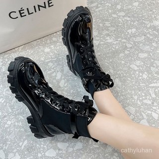 優選大碼馬丁靴女 35-43碼 大碼女鞋 新款白色短靴 增高小個子 高幫靴 韓版馬丁靴