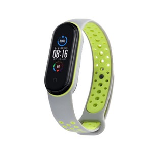 스토리링크 샤오미 Mi Band 5/6 호환 액정보호필름 스트랩, MiBnad5/6 투톤 스트랩_(그레이+그린), 1개