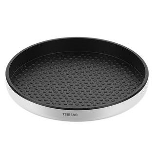 DFMEI 廚房多功能旋轉調料盤收納調味架圓形收納置物架收納整理轉盤, 1個, 高端黑彩盒裝:大號【30CM】, 1層