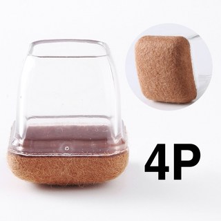 집콕마켓 체어슈즈 소음방지 의자커버 사각, 브라운, 4개