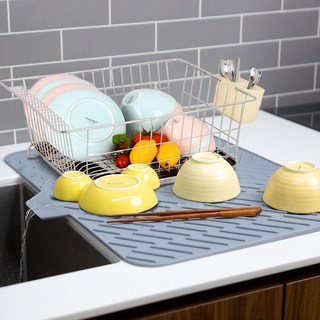 퓨어미즈키 주방 물빠짐 올실리콘 드라잉매트 특대형, 1개, 그레이, 1단