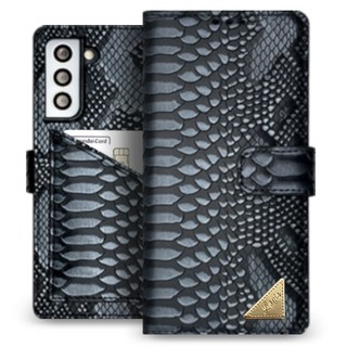 갤럭시 S23시리즈 (S911/S916/S918) 스네이크 천연소가죽 다이어리 지갑형 휴대폰 케이스