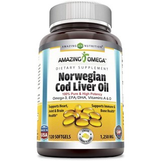Amazing Nutrition 挪威鱈魚肝油軟膠囊 檸檬口味 1250mg, 120顆, 1罐