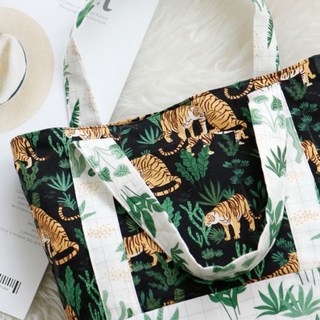 手作 布喜翻 韓國布 - 叢林老虎 棉布 印花布 進口布 手作布料, 1個