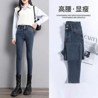 여자슬림핏청바지 겨울 편한 연청 빈티지 스키니 진 스판 캐주얼 ible4