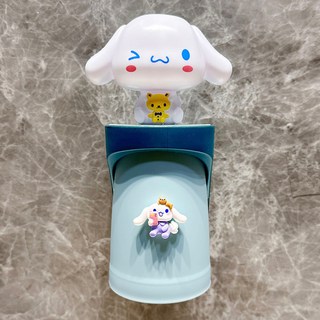 doly 卡通兒童漱口杯掛壁式牙刷架情侶款衛生間收納置物架免打孔, 藍大耳狗3D粉書, 1個