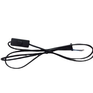 按鈕開關電源線 檯燈壁燈通用 簡約白色系 安全耐用, 黑色, 1個, 1.8米開關線